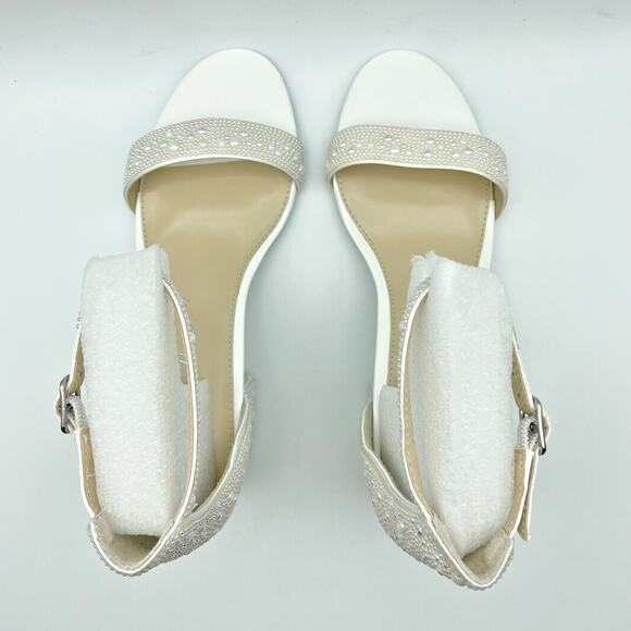 Betsey Johnson Womens Mari Heeled Sandal US 6.5 EU 37 White Rhinestone NIB - Picture 11 of 13